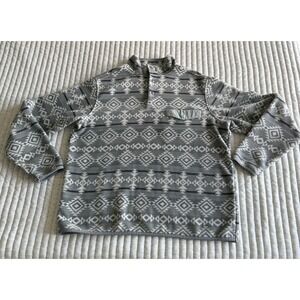 Southern Grit Aztec Southwestern Navajo Women's Gray Fleece Snap Pullover- XL
